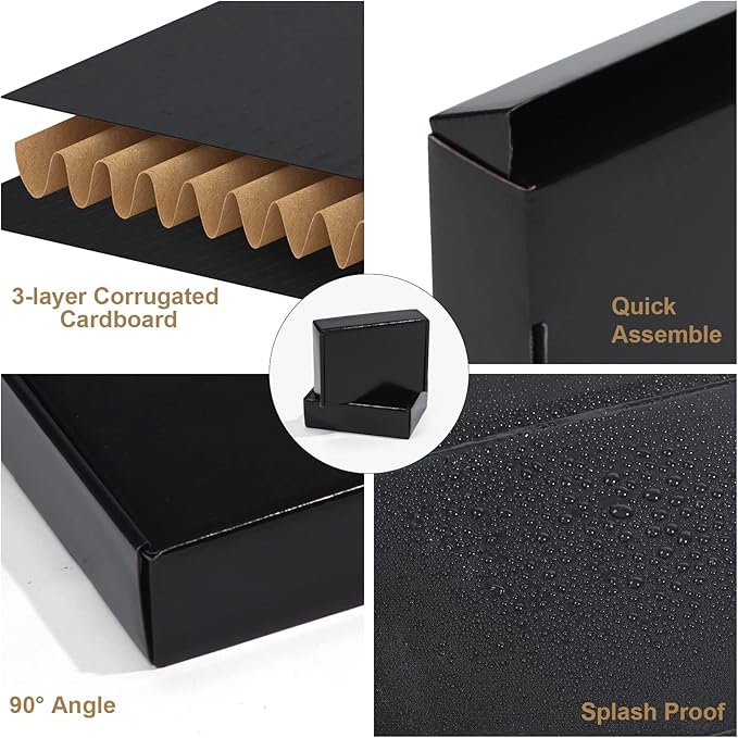 ZBEIVAN 11x8x2 Black Shipping Boxes, 20 Packs Corrugated Cardboard Literature Mailer Boxes for Packaging Small Business Mailing Gifts Wrap Boxes with Lids