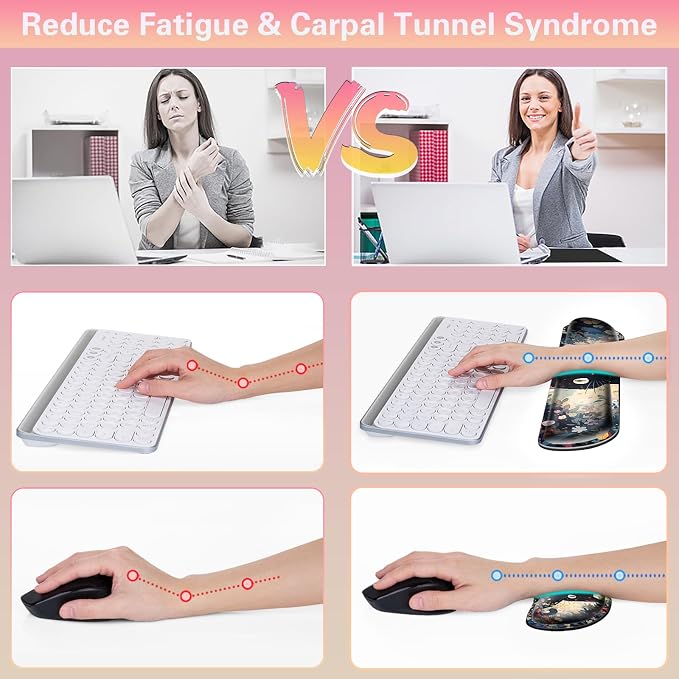 Canjoy Desk Mat with Wrist Rest, Desk Pad for Keyboard and Mouse 4-in-1 Kawaii Anime Mouse Pad + Keyboard Wrist Rest Support+ Coaster(35.4×15.7 in) Memory Foam Non-Slip Desk Mat for Home Office