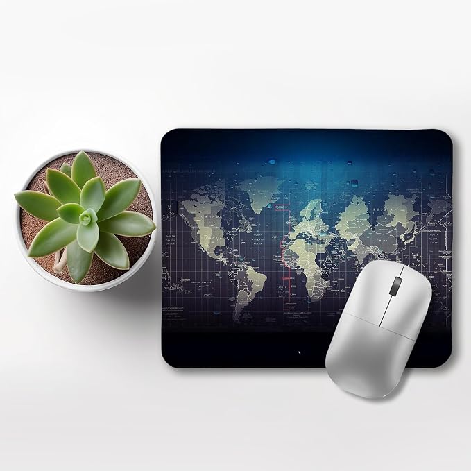 World Map Mouse Pad, Map of The World Mouse Pads for Wireless Mouse Computers Laptop Desk Accessories, 9.5x7.9 Inch