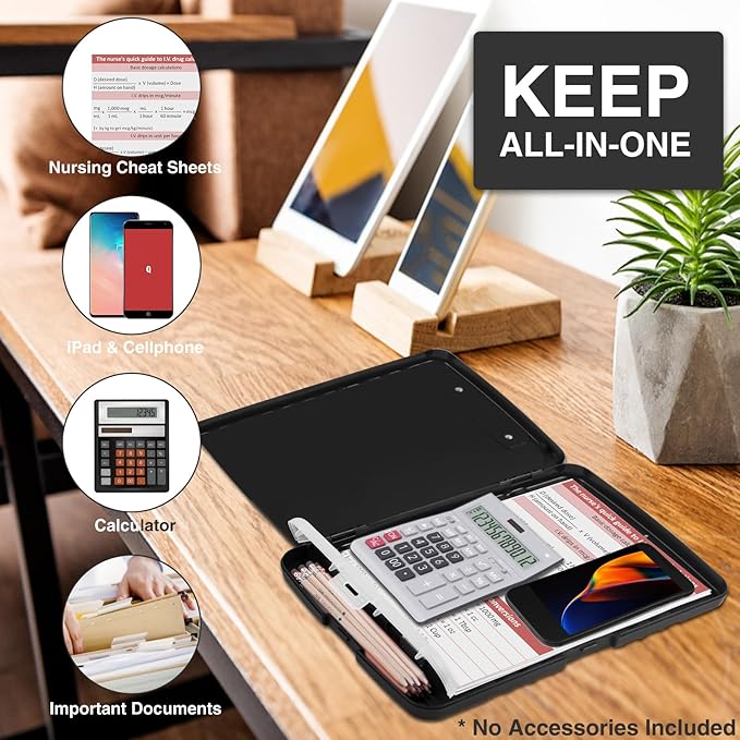 Sooez Clipboard with Storage, Clip Board 8.5 x 11 with Pen Holder, Plastic Organization Case Box for Letter Legal A4 Size Paper, Low Profile Clip, Nurses Teachers Must Haves, School & Office Supplies