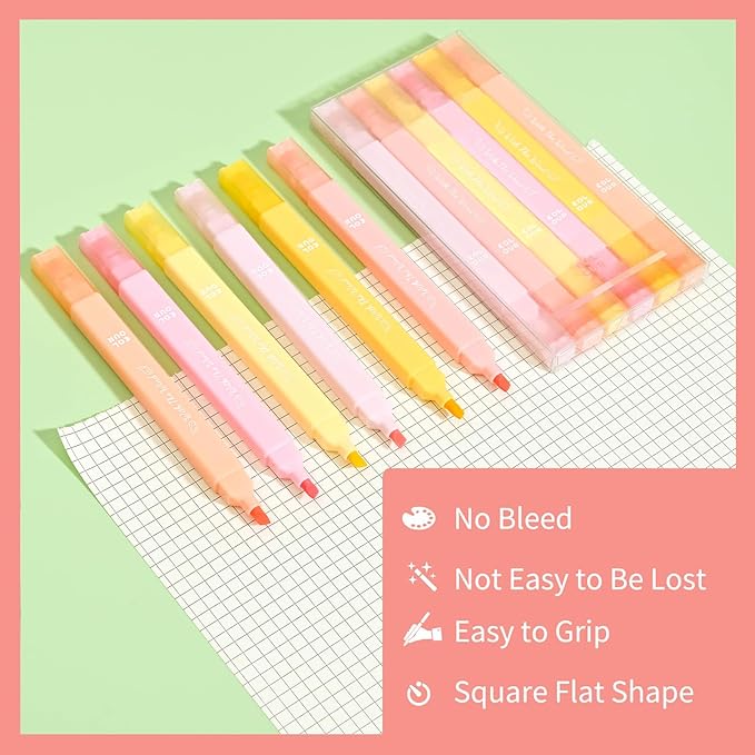 12Pcs Aesthetic Bible Pastel Highlighters and Pens no bleed Cute Highlighters Double Ended Highlighter for and Office Journal