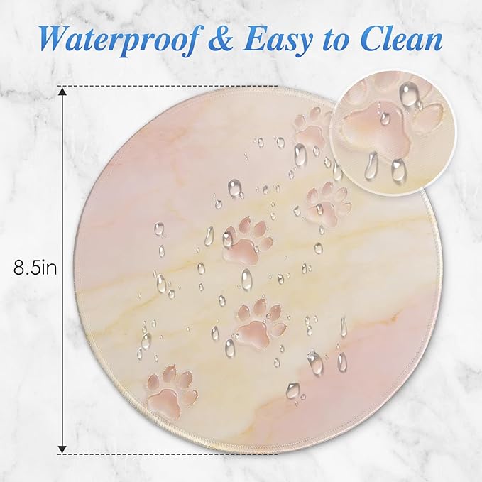 Round Mouse pad, high-end Texture, Sewn Edge Design, Anti-Slip Rubber Base. 8.6 x 8.6 inches (Pastel Paws)