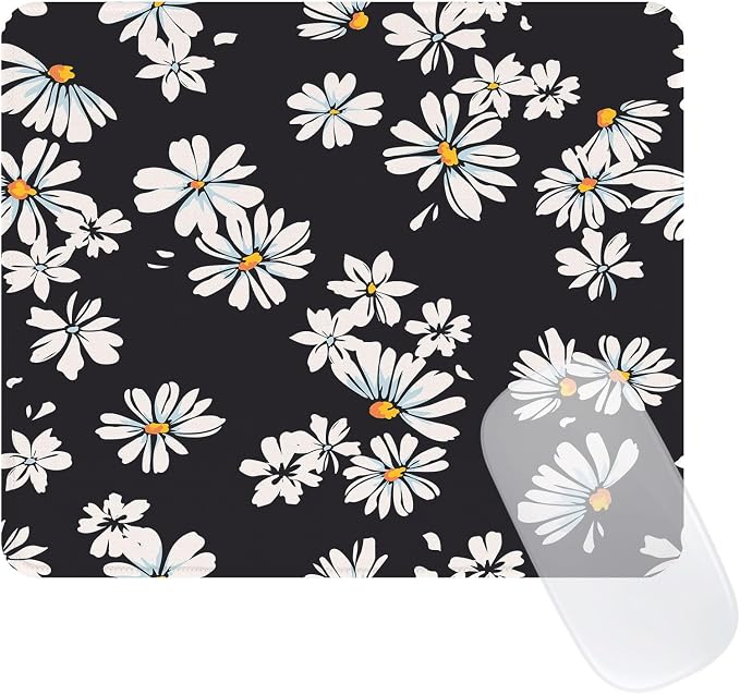 Elegant Bouquet of Flowers Mouse Pad, Waterproof Aesthetics Mouse Pads Design, Non-Slip Rubber Base Computer Simple Funny Mousepad,Small Mouse Mat Desk Accessories,Black White Floral