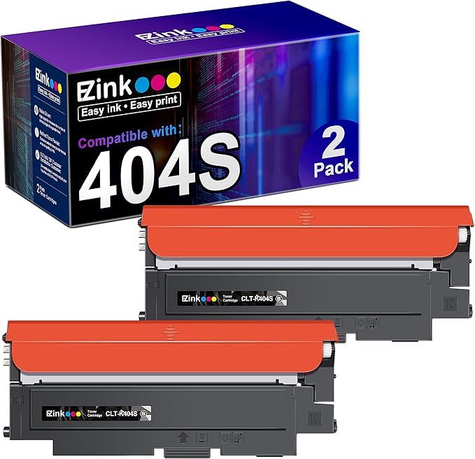 E-Z Ink Compatible Toner Cartridge Replacement for Samsung 404 404S CLT-K404S to use with Xpress C430 C430W C480 C480FW Xpress SL-C430W SL-C480FW Printer Tray (Black, 2 Pack)