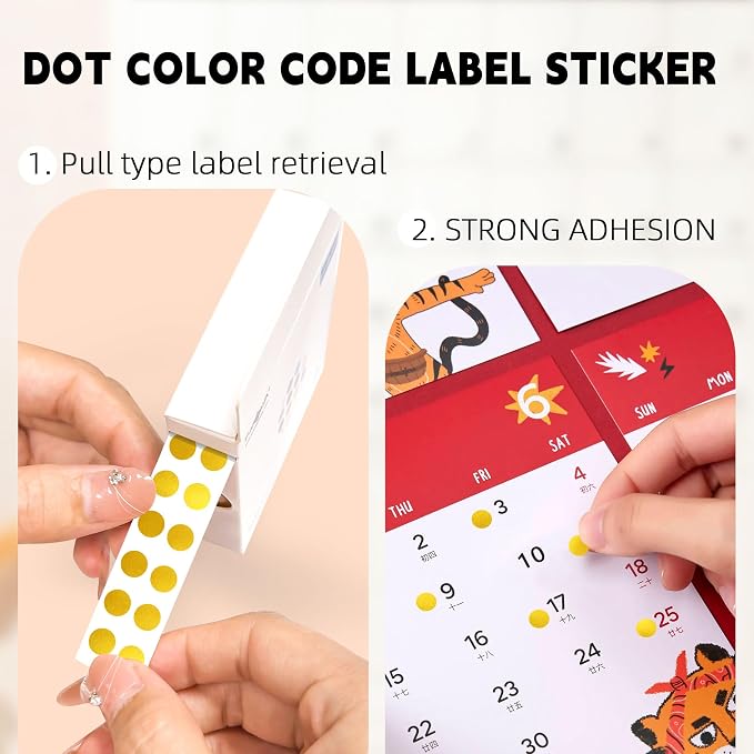 PARLAIM 1/4 Inch Circle Sticker Labels,1000 Stickers Round Color Coding Circle Dots Stickers, Adhesive Roll Dot Label for Inventory Organize, File Classification(Glod)