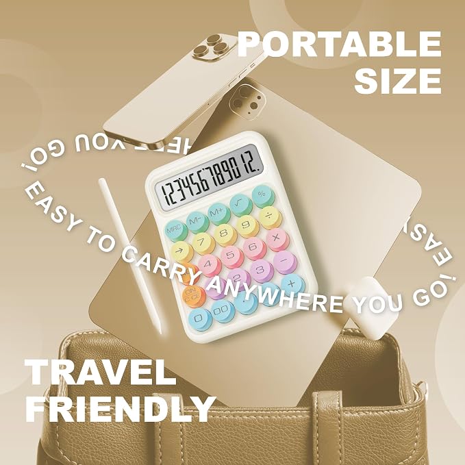CATIGA Mechanical Switch Calculator, Colorful Calculator with 12 Digit Large LCD Display & Big Buttons for Office Desk, Classroom Math, Back to School Supplies, Cute Aesthetic Desk Accessories