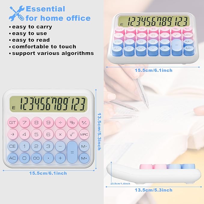 DECKLIT Battery Desk Calculator - 12 Digit Extra Large 5-Inch LCD Display, Big Buttons Easy to Press, 15 Tilt Screen (Black)