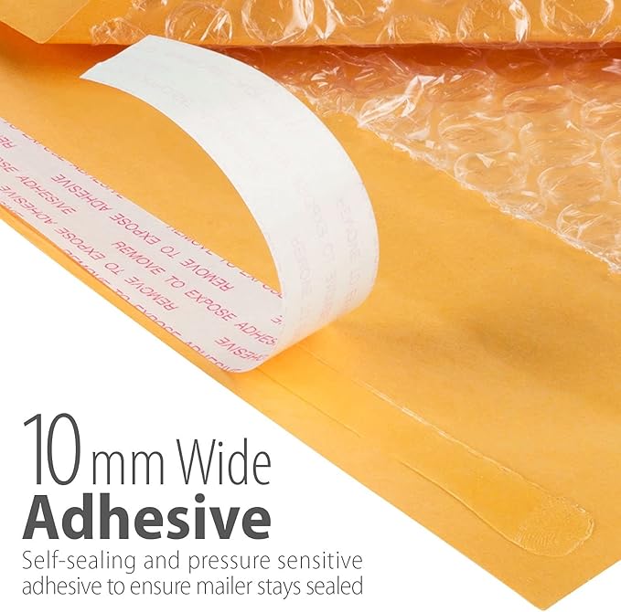 Fosmon #0 Extra Wide Kraft Bubble Mailer 6.5x10 6x10 (25 Pack), Padded Strong Adhesive Shipping Mailing Envelopes for Book, Game, Jewelry, Gift, Cards