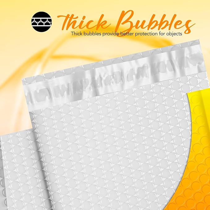 Fuxury Bubble Mailers 6x10 Inch 600 Pack Padded Envelopes Usable Size 6x9" | Thick Mailing Envelopes Bubble Opaque Padded Mailers Shipping Bags for Mailing Jewelry Makeup Small Business #0 YellowOrange