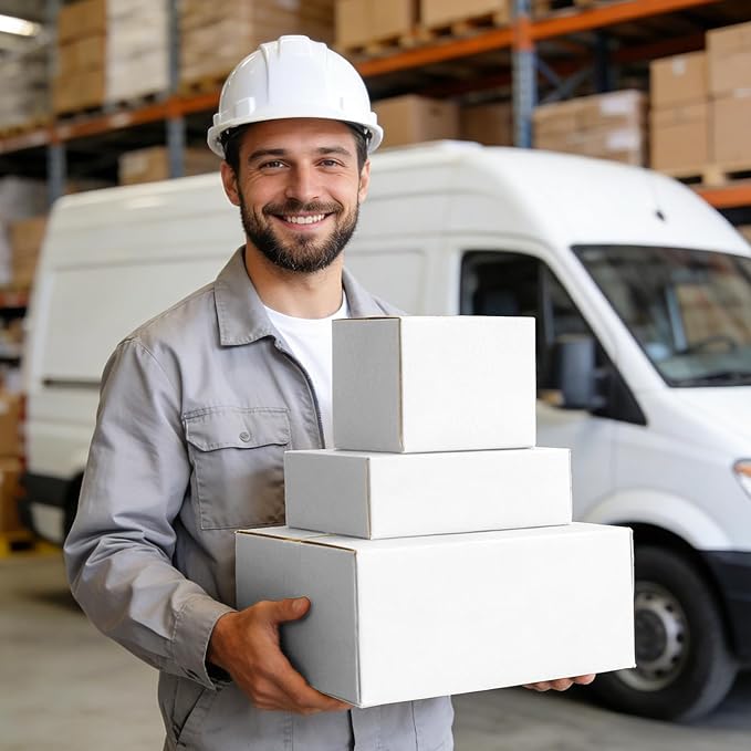 Famagic Small Shipping Boxes 8x6x6 Inch 10 Pack White Box Corrugated Cardboard Boxes for Packaging Small Business, Mailing Boxes for Shipping