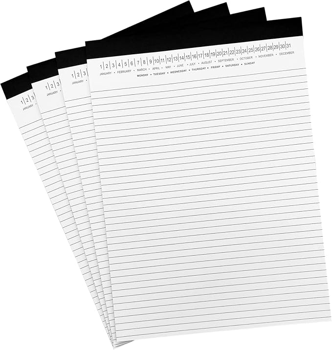 4 Pack Legal Pads 8.5" x 11" Note Pads with Date on Top, 50 Sheets Lined Paper Writing Pads, Narrow Ruled White Notepad Notebook for Office Business School College Supplies