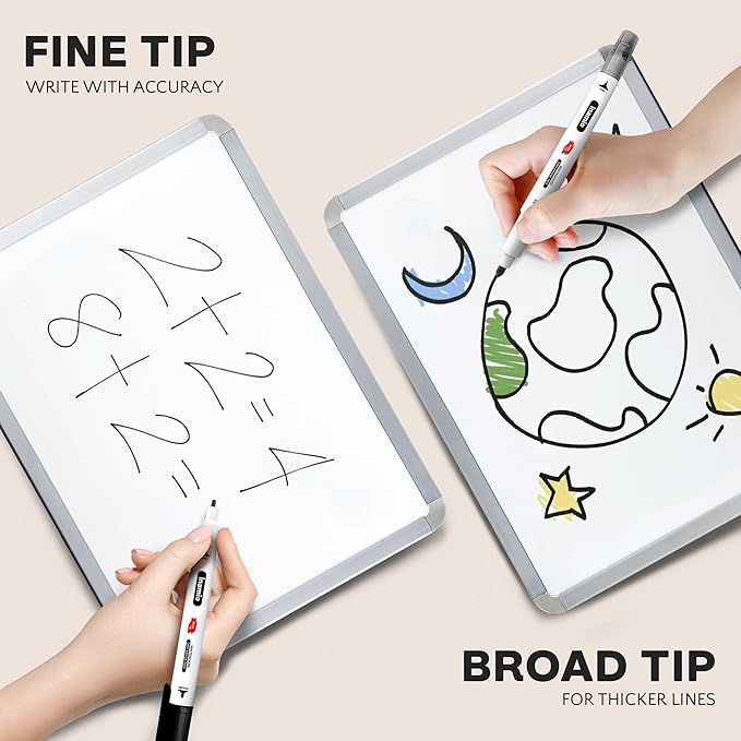 inamio Dry Erase Markers for Whiteboard – Ultra Fine Tip White Board Markers – Dual Tip, Pastel Colors - Fine Point Erasable Markers - 12 Set