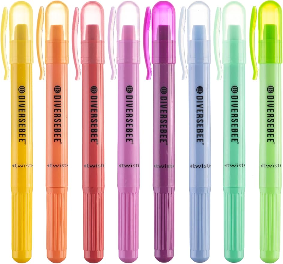 DIVERSEBEE Bible Highlighters and Pens No Bleed (Sorbet) | 8 Pack Assorted Colors Gel Highlighters Set, Cute Bible Markers Study Journaling School Supplies and Accessories