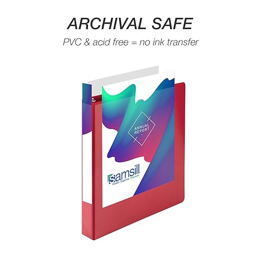 Samsill 1 Inch 3 Ring Binder, Economy Round Ring, Clear View Cover, 200 Sheet Capacity - for School, Home, Office - Ruby Red