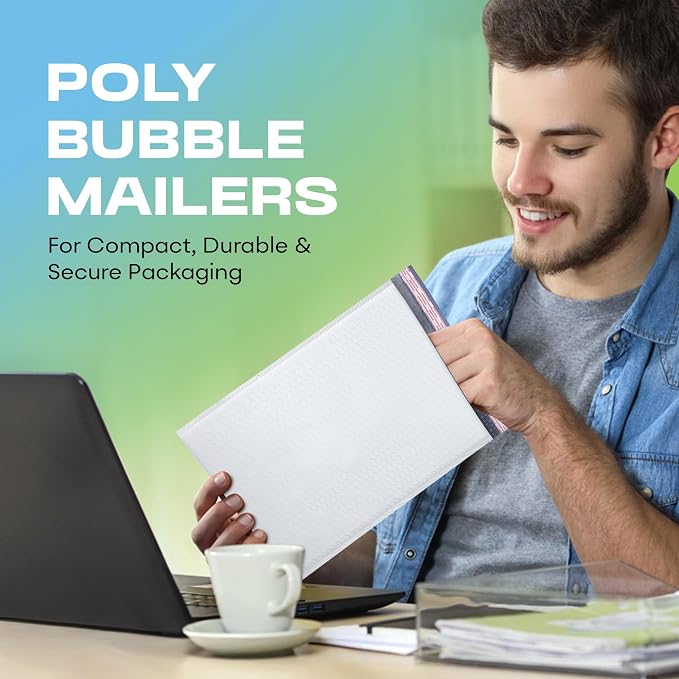 Arctic White Bubble Mailers 6x10 Poly Padded Envelopes #0, 500 Pack | Fits Cards, CDs & Small Items, Self-Seal Closure, Cushioned Protection, Water-Resistant Poly, Bulk Pack for Small Business