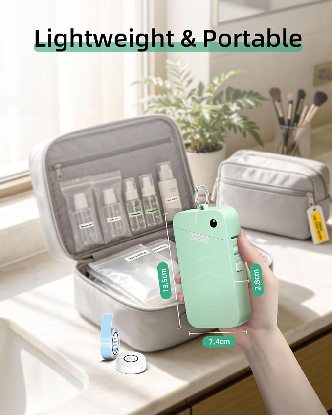 ORGSTA S001 Label Maker Machine with Tape, Portable Bluetooth Label Maker | Thermal Label Printer for Home, Office, School Organization, Wireless Mini Labeler, Sticker Maker, Multiple Templates, Green