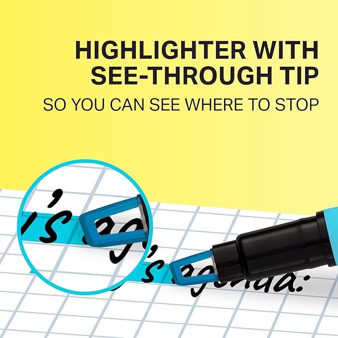 Sharpie Clear View Highlighter Sticks, Chisel Tip, Assorted Fluorescent, 8 Count - School, Home, and Office Use, Teacher Supplies