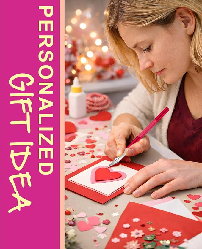 DIYSELF Craft Knife with 10 Extra #11 Blades, Precision Hobby Knife Set with Steel Ruler, Exacto Knife for Crafting, Polymer Clay, Pottery, Paper, Vinyl, Stencil & Model Making (Red)