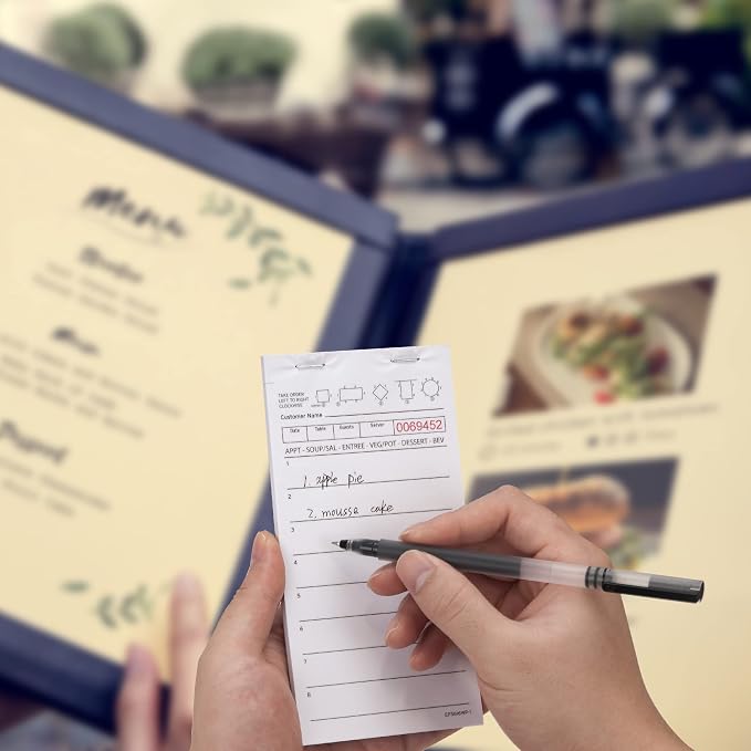 DGBDPACK Guest Check Pads EP-3616WP-1 (10 Pads), Total 500 Sheets White Waitress Notepad, Server Order Pads for Restaurant | 3.5 x 6.75 Inches Standard Size Perfect for Cafe, Restaurant, Food Truck & Takeout Business