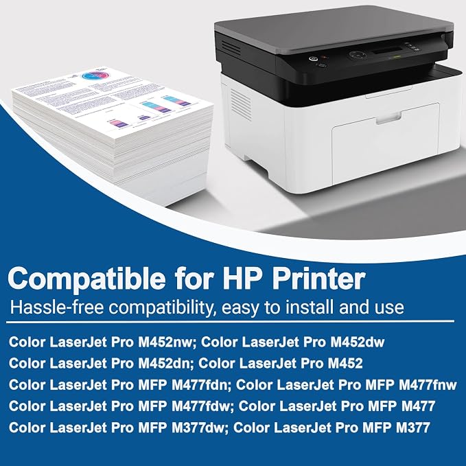 410X 4 Pack Set K/C/M/Y High Yield 410A Toner Cartridge Compatible for HP 410X CF410A CF410X CF411X CF412X CF413X for Color LaserJet Pro MFP M477fnw M477fdw M477fdn M452dw M452nw M452dn M377dw Printer
