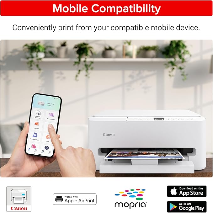 Canon PIXMA TS6520 Wireless Color Inkjet Printer Duplex Printing, White – Home Printer with Copier/Scanner, 1.42” OLED Display, Intuitive Control Panel, Compact Design