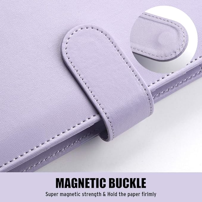 Sooez A5 Notebook Photocard Binder, 6 Ring Planner, Stylish Loose Leaf Personal Organizer Cover with Magnetic Buckle, PU Leather Binder Women with Macaron Colors (Mint Blue)