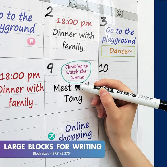 Extra Large Dry Erase Calendar for Wall, Giant 4 Month Calendars 46 x 63 in | Jumbo Huge Size Erasable laminated Four month Whiteboard,Oversized Blank Reusasble 120 Days Poster, Multi Months White Board