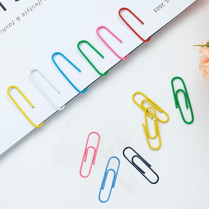 Paper Clips, 600Pcs Medium Paperclips for Office School & Personal Use, Daily DIY, 1-2/7" Colored Heavy Duty Ideal for Bookmark