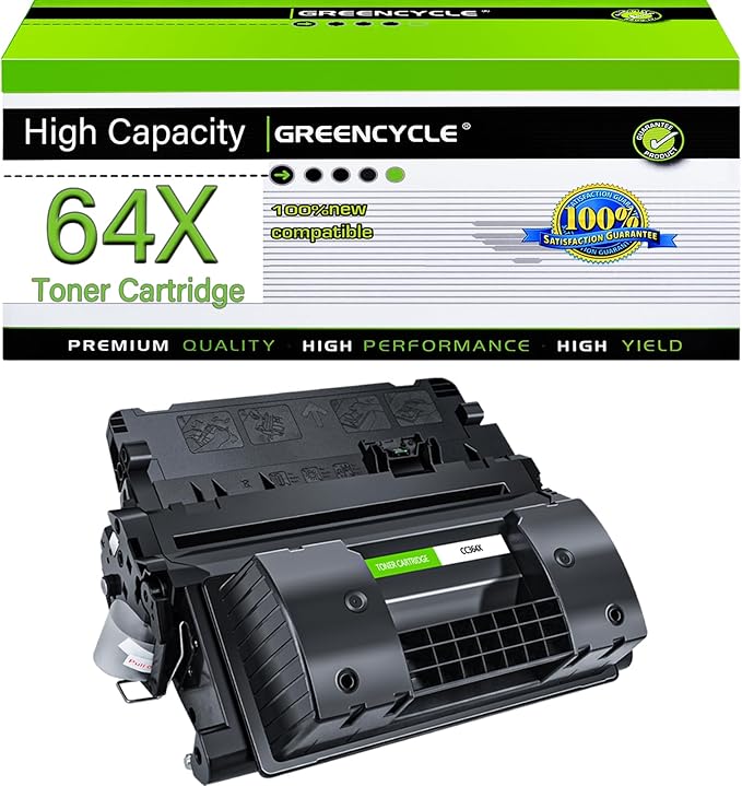 greencycle 64X Compatible High Yield Black Toner Cartridge Replacement for HP 64X CC364X [Upgraded 64A CC364A] more pages use for Laserjet P4015dn P4015n P4515 P4015x P4515n Printer(1Pack,25000 pages)