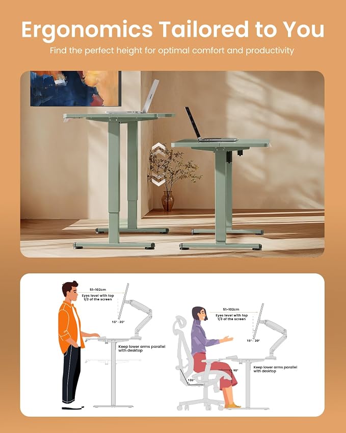 ErGear Height Adjustable Electric Standing Desk, 32 x 19 Inches Sit Stand up Desk, Memory Computer Home Office Desk,Green