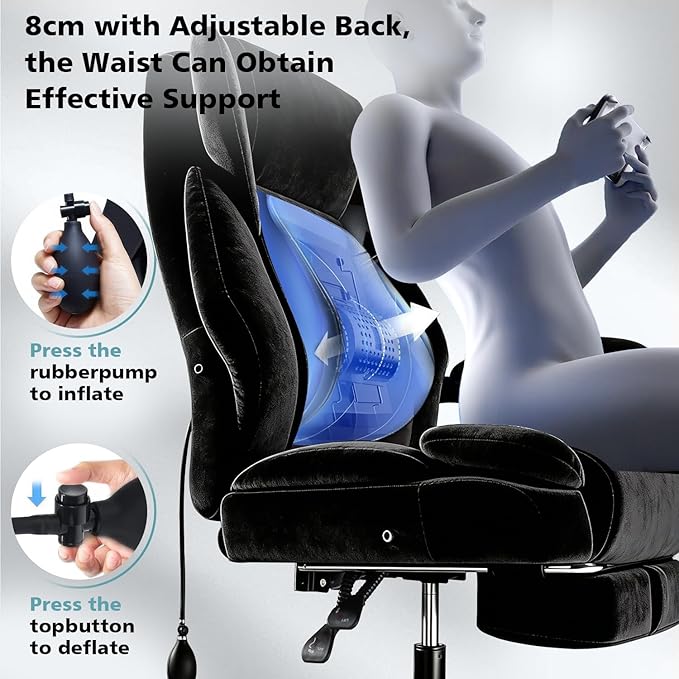 600lbs Big and Tall Office Chair for Heavy People,Heavy Duty Comfy Executive Office Desk Chair with Adjustable Lumbar Support,High Back Reclining Fabric Computer Chair