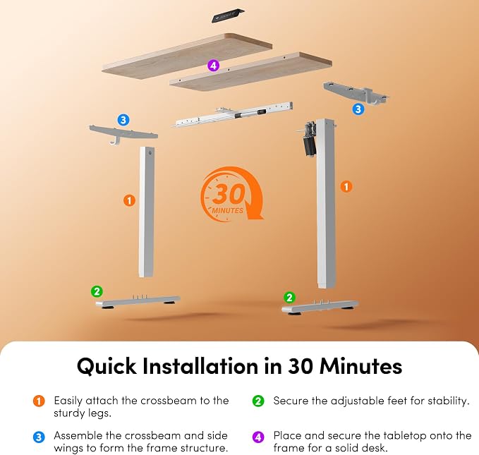 FEZIBO Standing Desk 32 × 19 Inch Electric Height Adjustable, Maple | Sit and Stand Up Adjustable Desk, Home Office Computer Desk with 3 Customizable Memory Presets