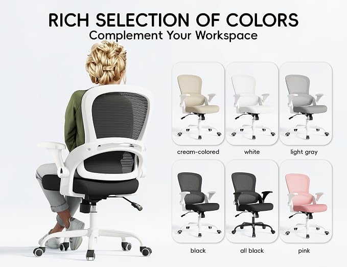 TRALT Office Chair - Ergonomic Office Chair with Back Support for Adults | Home Office Desk Chair with Lumbar Support - Ergonomic Mesh Chairs 330 lb Wide Seat for Work,Office, Gaming(White Black)