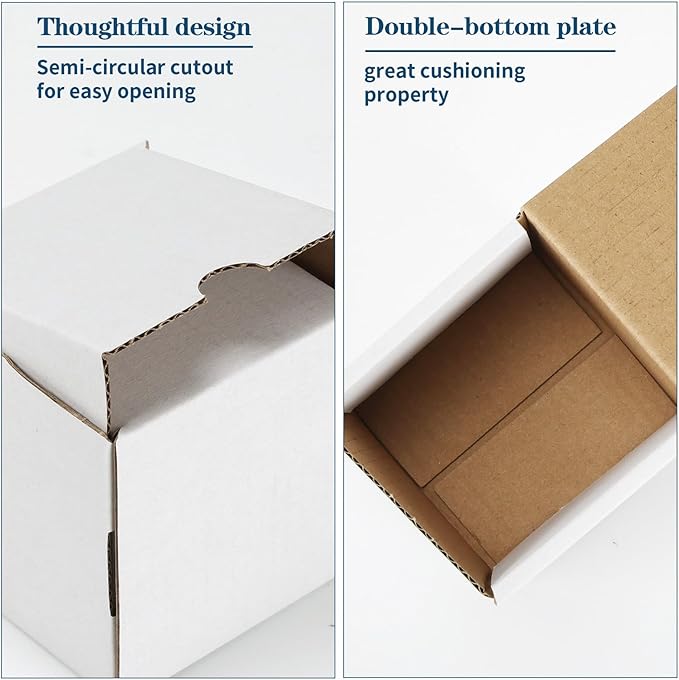 ZBEIVAN 3x3x3 White Shipping Boxes Set of 50, Corrugated Cardboard Mailer Boxes for Packaging Small Business Mailing Gifts