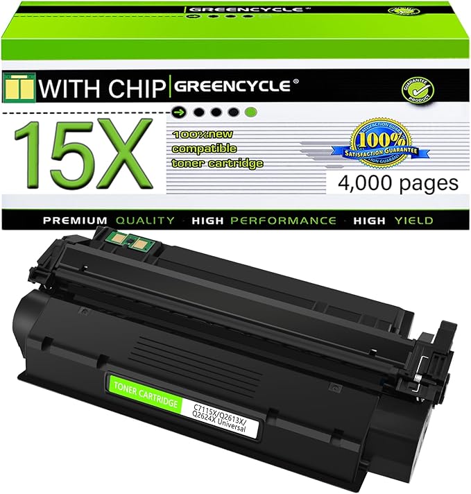 greencycle 15X C7115X High-Yield 1200 Toner Cartridge Replacement Compatible for HP C7115X C7115A Work with LaserJet 1220, 3300, 3310, 3320, 3330, 3380, 3390 1000 1330 Series Printer (Black, 1 Pack)