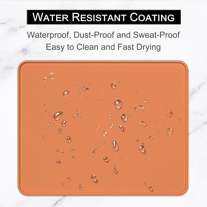 Hsurbtra Mouse Pad, Premium-Textured Square Mousepad 10.2 x 8.3 Inch, Stitched Edge Anti-Slip Waterproof Rubber Pretty Cute Computer Mat for Office Gaming Laptop Women Kids Orange