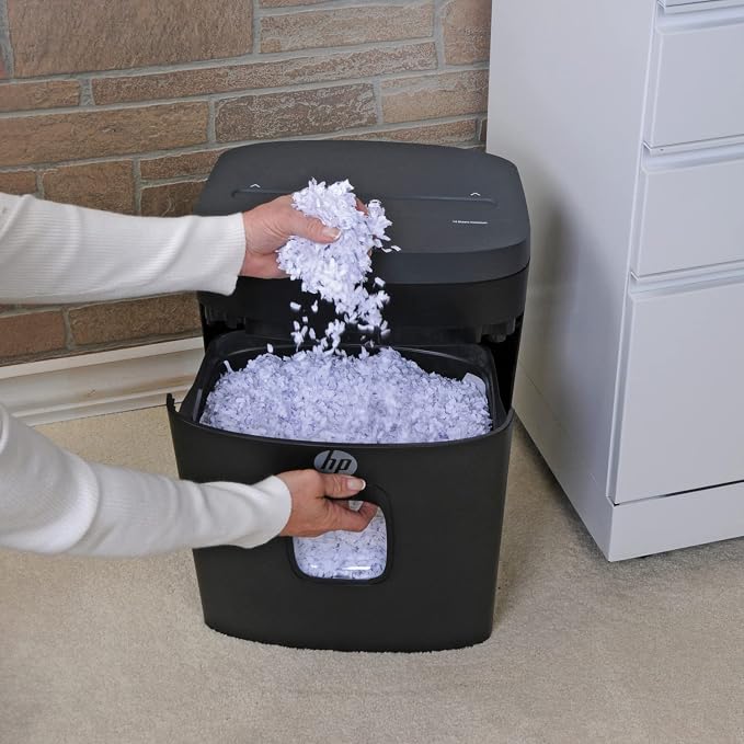 HP - Micro Cut Paper Shredder, 14-Sheet with Slide Top for Office | Micro Cut High Security Shredding, Slide Top Design, Pullout Basket, Rolling Casters, Home And Office Use