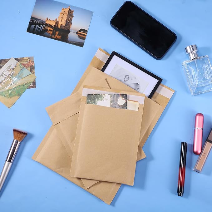 50 Pcs Kraft Bubble Mailers 3 Size Padded Envelopes Kraft Poly Mailers Bubble Lined Shipping Envelopes Mail Shipping Bags for CDs Book Business Supplies (Natural)