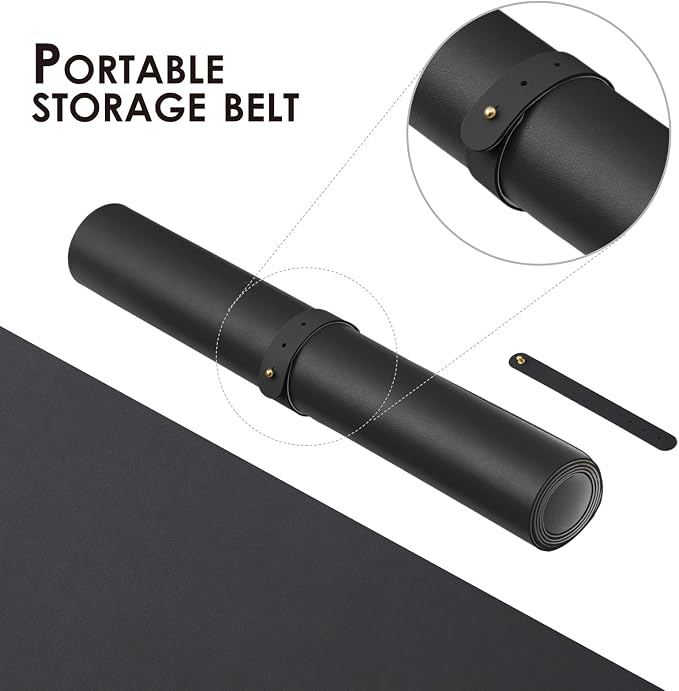 Leather Desk Mat - Non-Slip PU Desk Pad for Office and Home - Desk Organization and Accessories - Ideal for Large Mouse Pad and Desk Mats on Top of Desks (Black,27.6"x 13.8")