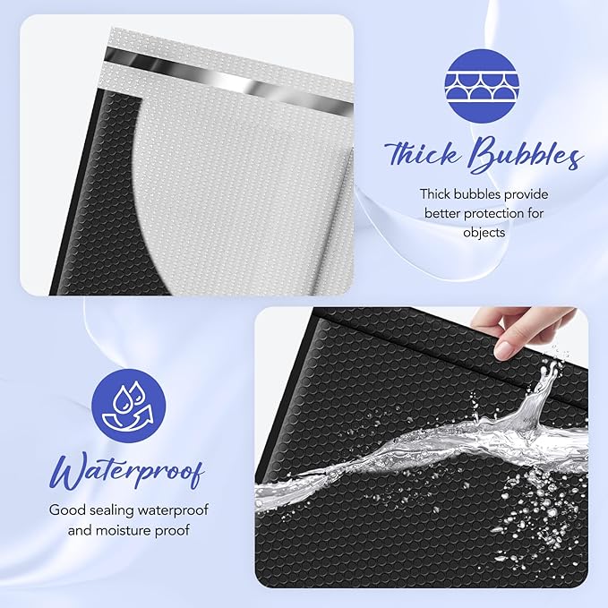 Fuxury Bubble Mailers 14.5x20" 15 Pack Black Extra Large Padded Envelopes Usable Size 14.5x19" Self Seal Bubble Envelopes Padded Mailers Shipping Bags for Mailing book Clothes Small Business #7