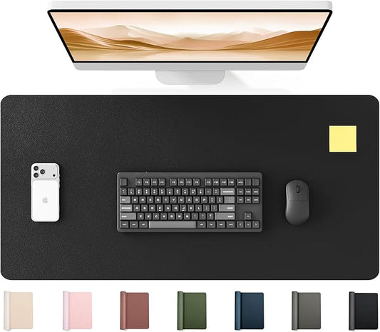 YSAGi 35.4" x 17" Large PU Leather Desk Mat for Keyboard and Mouse - Waterproof Non-Slip Desk Pad Protector for Office, Home, Writing Desk, Black