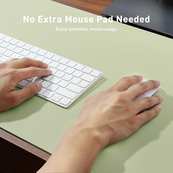 Aothia Leather Desk Pad Protector, Office Mat, Large Mouse Pad, Non-Slip PU Leather Blotter, Laptop Desk Pad, Waterproof Writing Pad for Office and Home (Grass Green, 31.5" x 15.7")