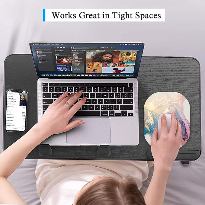 Small Mouse Pad 6 x 7 Inch, Oval Mini Mouse Pad with Non-Slip Rubber Base, Waterproof Compact Mouse Mat for Laptop Computer Wireless Mouse Keyboard Tray Home Office Travel, Pink Gold Marble