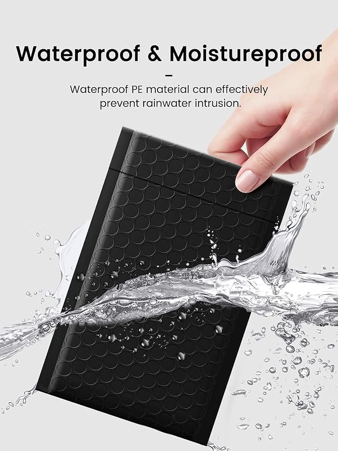 GSSUSA Black Bubble Mailers 4x8" 1000 Pack Padded Envelopes Self Seal | 4x7" Usable Size, Shipping Bags for Jewelry Makeup, Strong Adhesion, Tear Proof Waterproof, Small Business Package Supplies