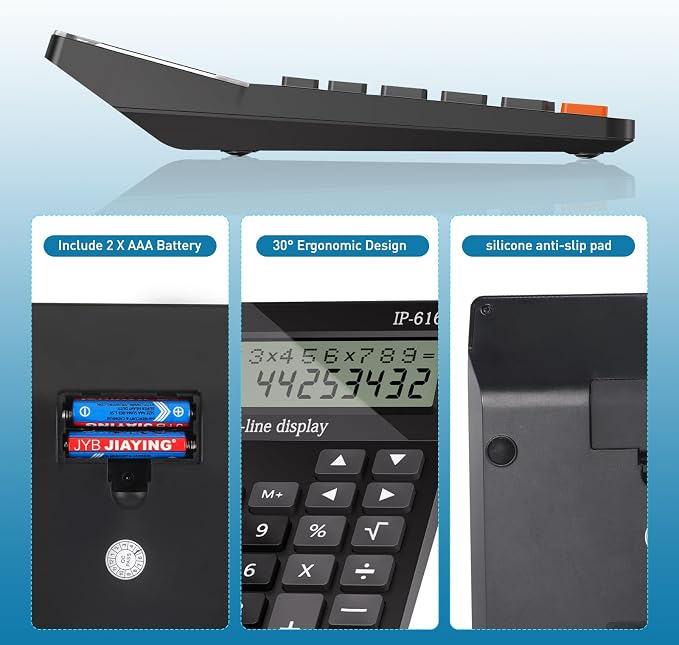 Calculators Desktop,Ipepul Talking Calculator with 2-line 12-Digits Large LCD Display and Large Button,4 Function Calculator for Business,Office,Store,School (Black)