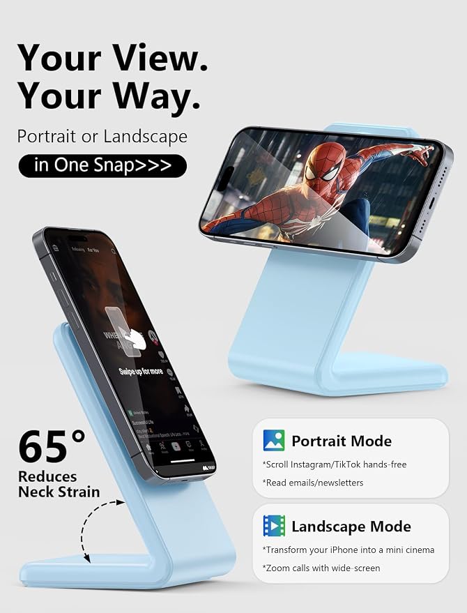 Mag.Safe Charger - Magnetic Wireless Charger for iPhone 12-17, Blue | Fast Charging | Magnetic iPhone Charging | for iPhone Charger Stand