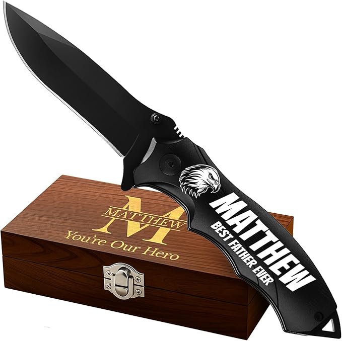Custom Knife - Personalized Gifts for Men and Women - Engraved Gifts for Dad Husband Boyfriend Wife Girlfriend - Customized Pocket Knives for Birthday, Anniversary - Best Unique Present 6495 B PS