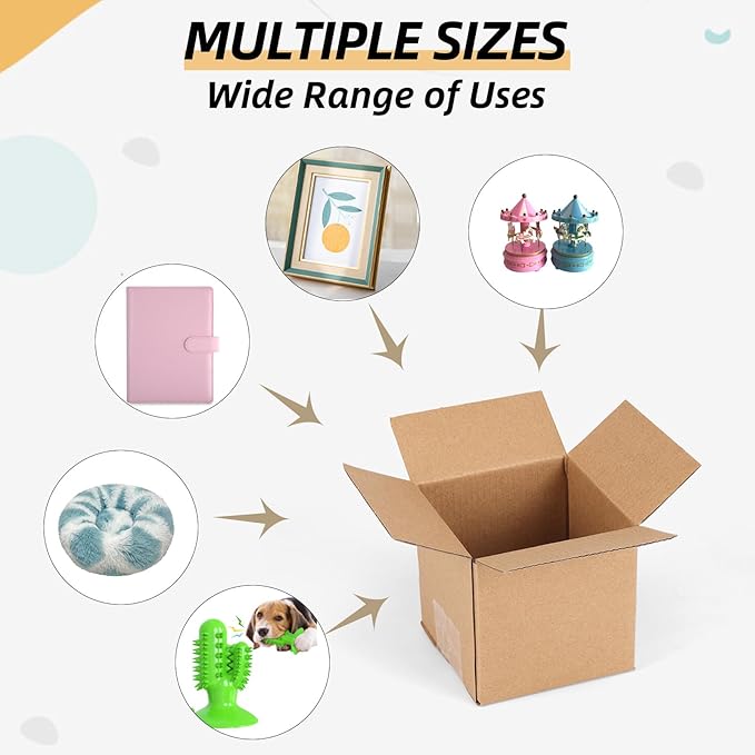 ZBEIVAN Shipping Boxes Mailers 4x4x4 inches Corrugated Cardboard Small Packing Kraft Moving Mailing Box, Pack of 6