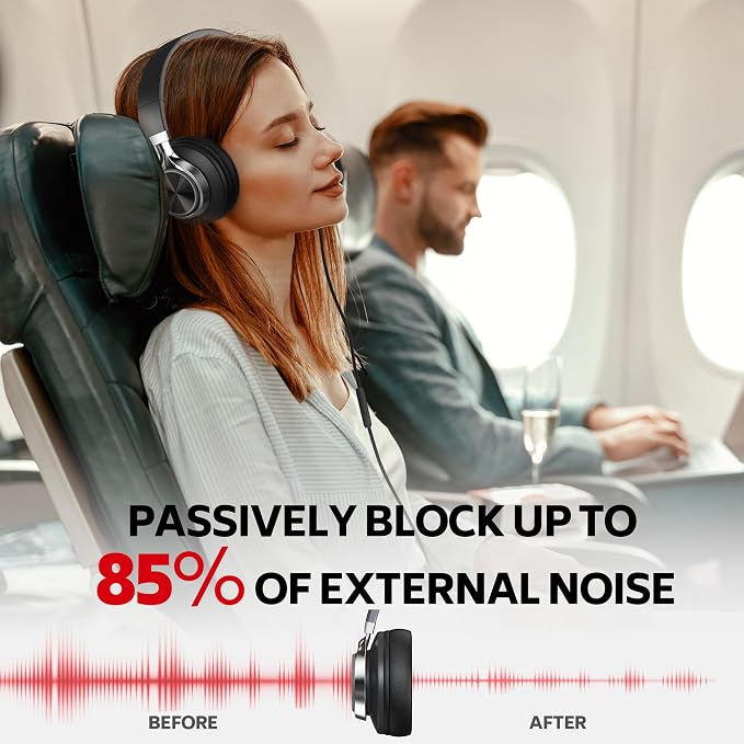 AC01 Headphones Wired Over Ear with Mic Volume Control, Black Grey | Passive Noise Isolating Corded Stereo Headsets for Adults Teens Kids 3.5mm for School, Classroom, Laptop, Chromebook, Travel