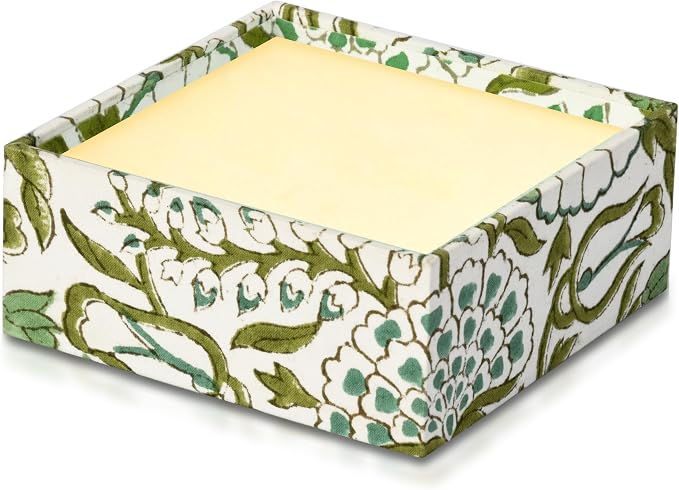 CPC Agate Green Block Print Desk Organizer Memo Note Pad Holder | Cute, Aesthetic, Decor Accessories, Workspace Organizers, Caddy Storage, Gift for Office, Professionals, Student